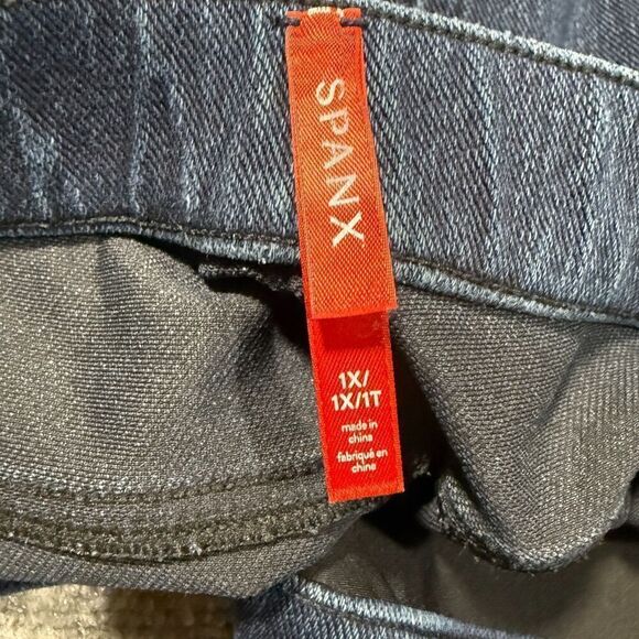 Spanx Jeans Womens 1X Skinny Ankle Blue Darkwash High Rise Pull On - Picture 3 of 10